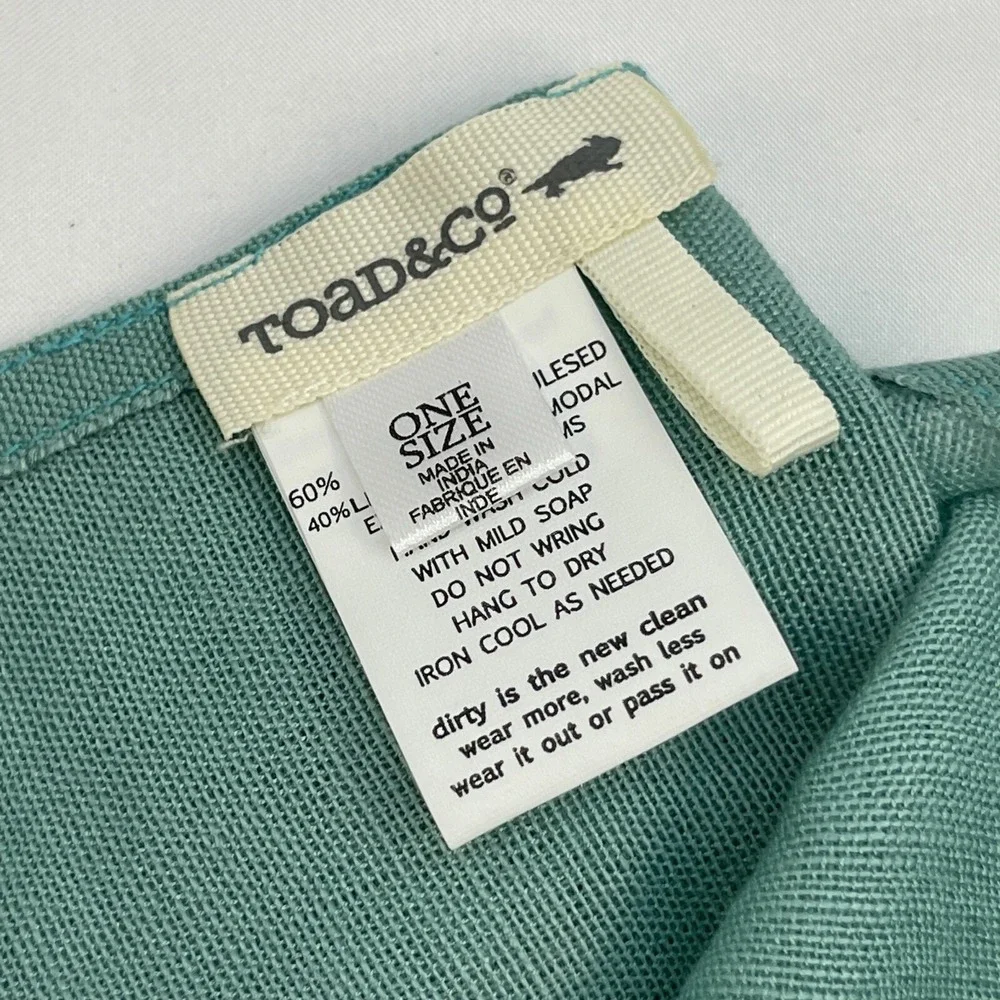 Toad & Co‎ Womens Scarf Green Woven Stripe Wool/Modal Blend Infinity Rectangle